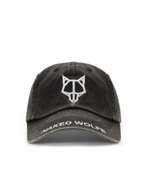 Gorras Naked Wolfe Baseball Washed Hombre Negros | MEXICO 405619YVQ