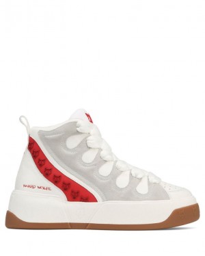 Tenis Naked Wolfe King Leather Hombre Blancos Rojos | MEXICO 704591GKI