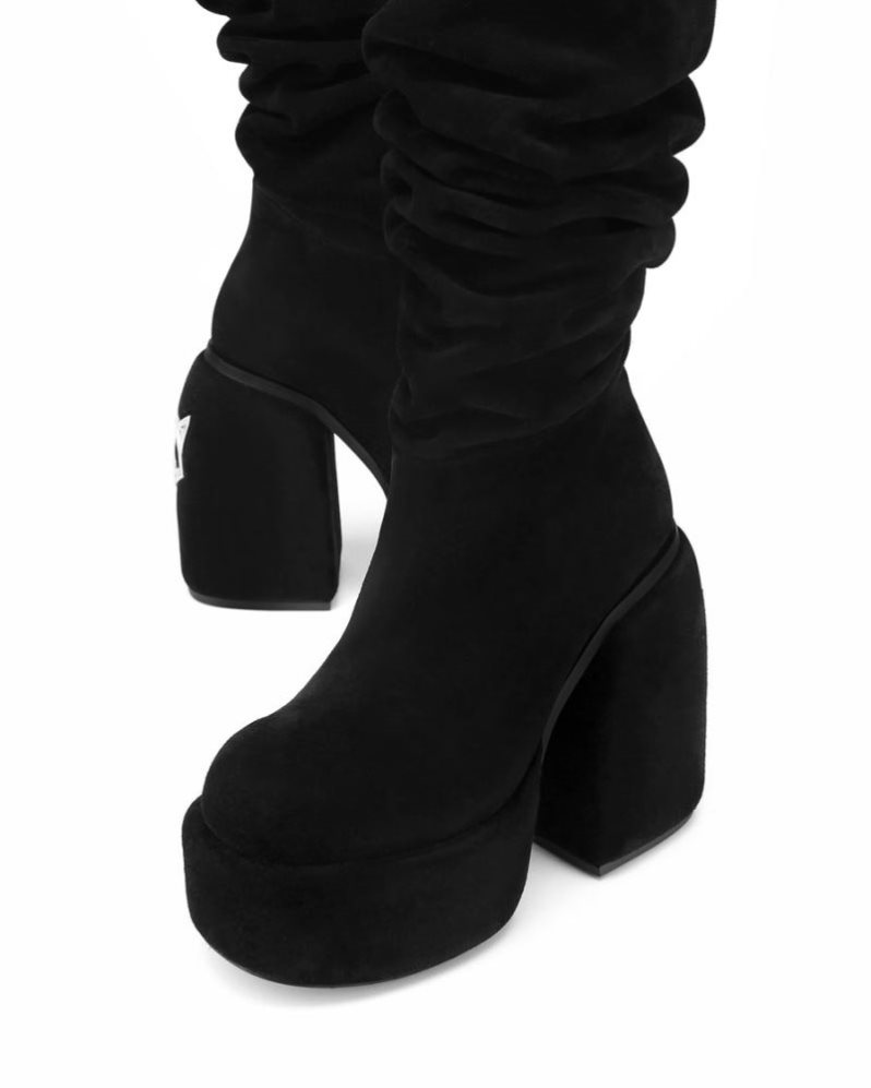 Botas Plataforma Naked Wolfe Space Kid Suede Mujer Negros | MEXICO 862571TRI