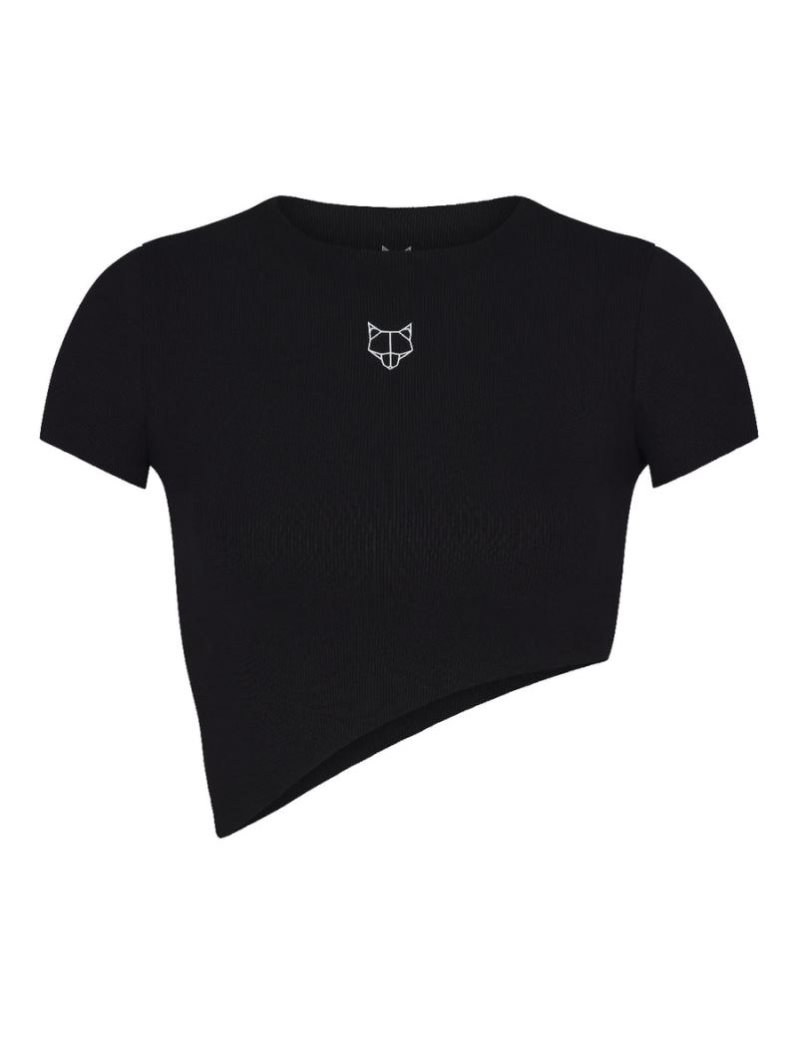 Camiseta Naked Wolfe Asymmetrical Mujer Negros | MEXICO 537682TGF