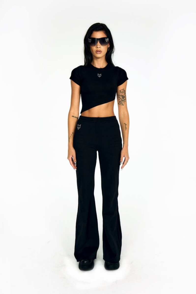 Camiseta Naked Wolfe Asymmetrical Mujer Negros | MEXICO 537682TGF