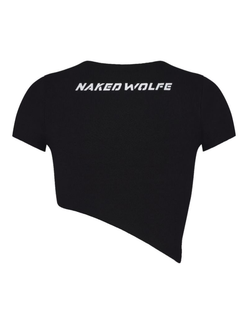 Camiseta Naked Wolfe Asymmetrical Mujer Negros | MEXICO 537682TGF