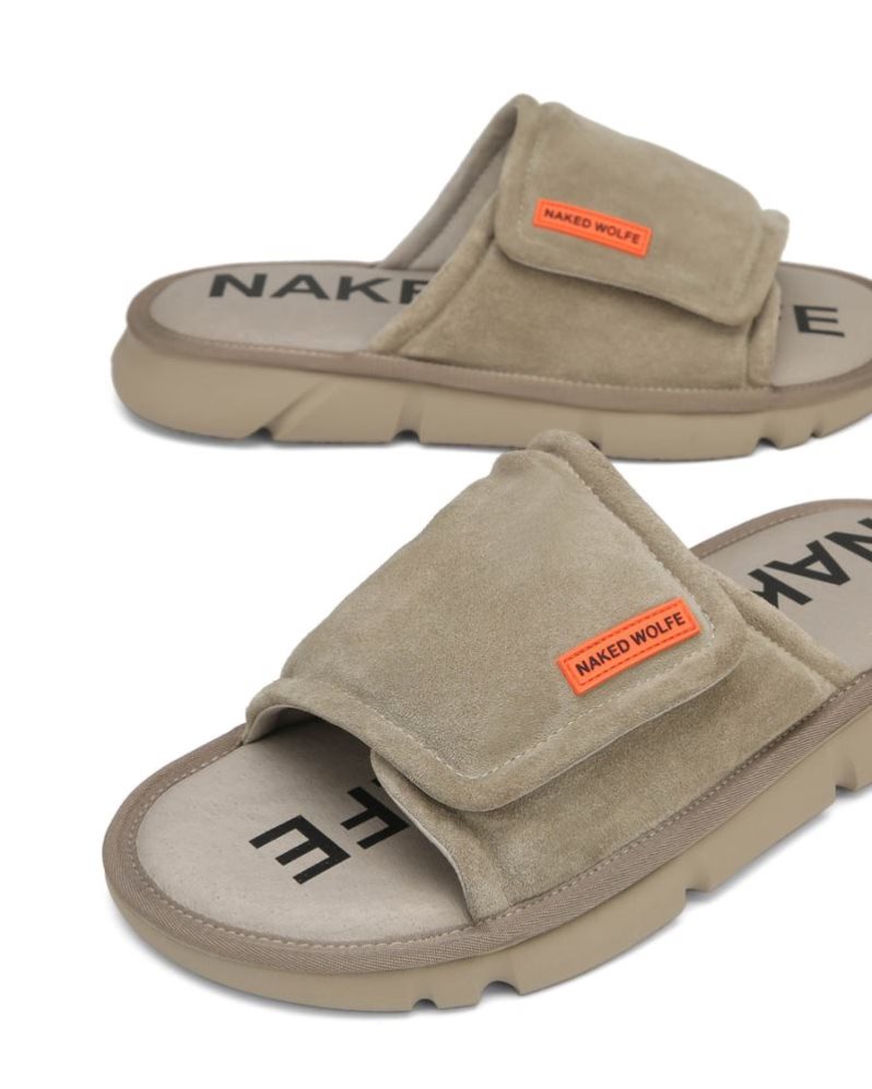 Chanclas Naked Wolfe Alaska Suede Hombre Grises Marrom | MEXICO 587064OYT