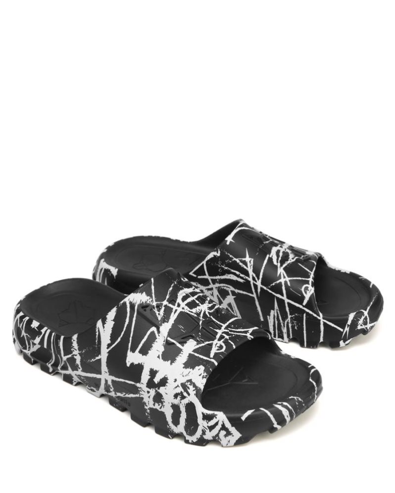 Chanclas Naked Wolfe Tommy Graffiti Hombre Negros Blancos | MEXICO 508427QGL