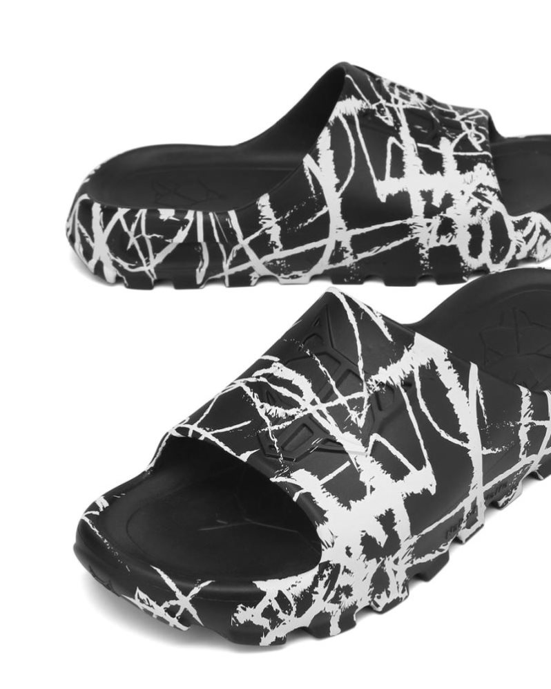 Chanclas Naked Wolfe Tommy Graffiti Hombre Negros Blancos | MEXICO 508427QGL