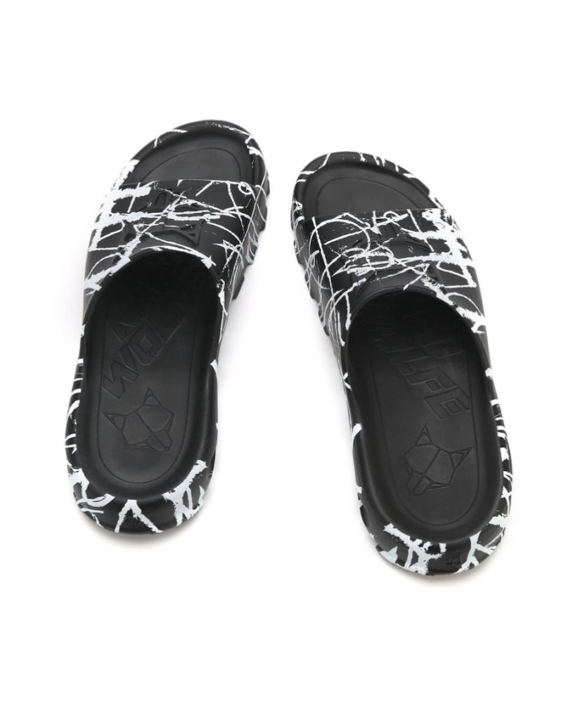 Chanclas Naked Wolfe Tommy Graffiti Hombre Negros Blancos | MEXICO 508427QGL