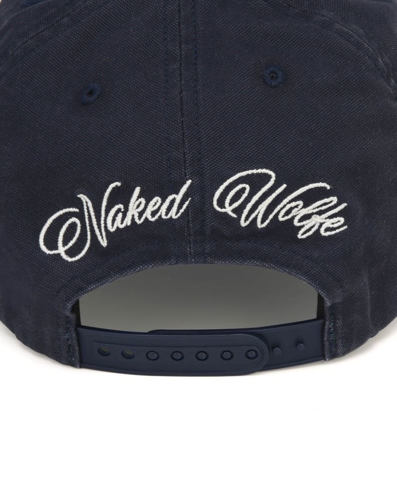 Gorras Naked Wolfe Signature Unconstructed Washed Hombre Azul Marino | MEXICO 749801NFD