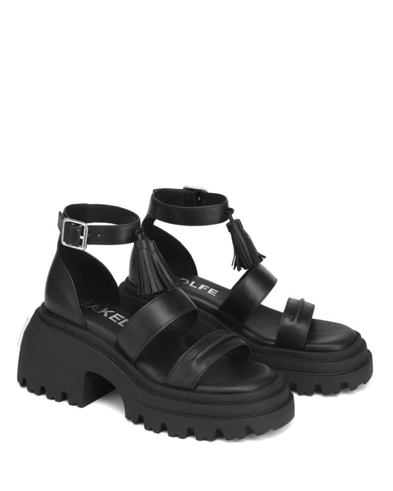 Sandalias Plataforma Naked Wolfe Cherub Leather Mujer Negros | MEXICO 902857TYX