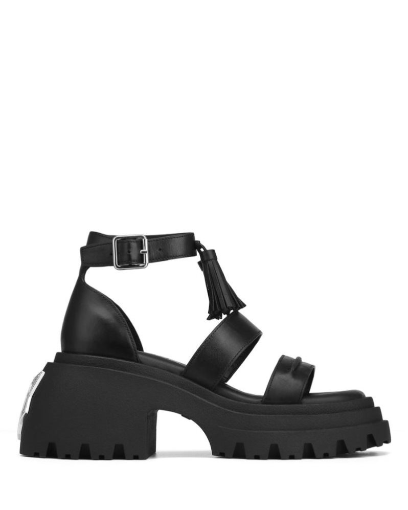 Sandalias Plataforma Naked Wolfe Cherub Leather Mujer Negros | MEXICO 902857TYX