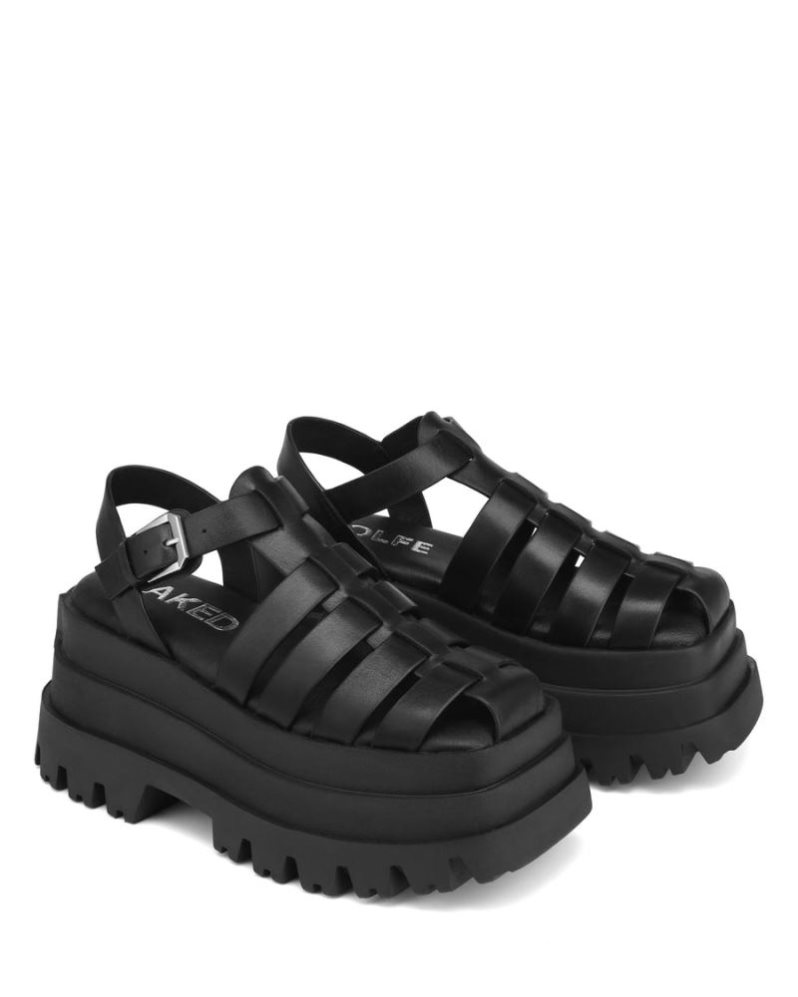 Sandalias Plataforma Naked Wolfe Devil Mujer Negros | MEXICO 497365PSN