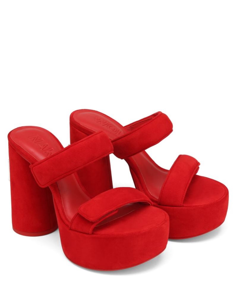 Sandalias Plataforma Naked Wolfe Diamond Suede Mujer Rojos | MEXICO 860542USP