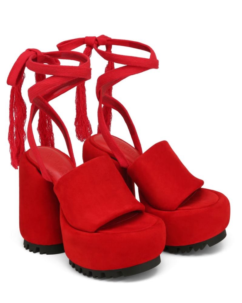 Sandalias Plataforma Naked Wolfe Wonder Suede Mujer Rojos | MEXICO 279560PAH