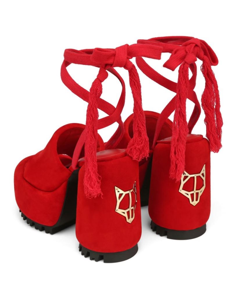 Sandalias Plataforma Naked Wolfe Wonder Suede Mujer Rojos | MEXICO 279560PAH