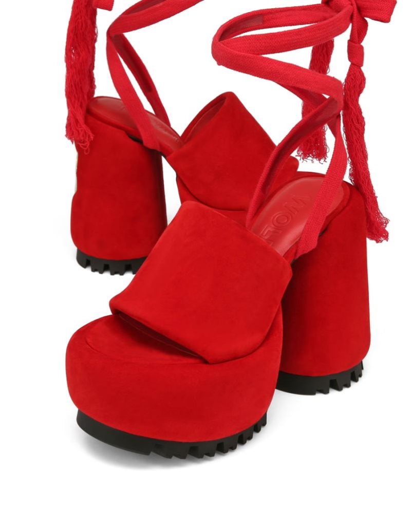 Sandalias Plataforma Naked Wolfe Wonder Suede Mujer Rojos | MEXICO 279560PAH