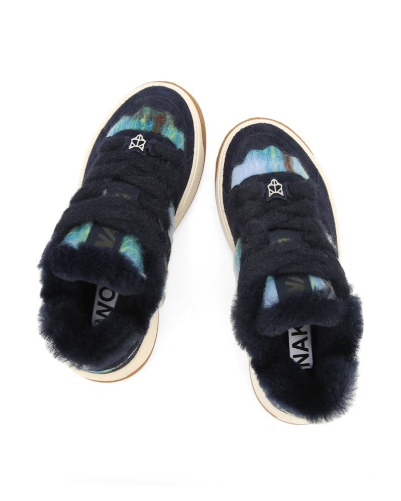 Tenis Naked Wolfe Crash Hairy Cow Suede/Wool Mujer Negros Azules | MEXICO 704815FSB