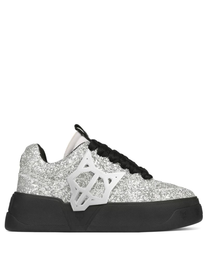 Tenis Naked Wolfe Kosa Sparkle Hombre Plateados Negros | MEXICO 078295MDY