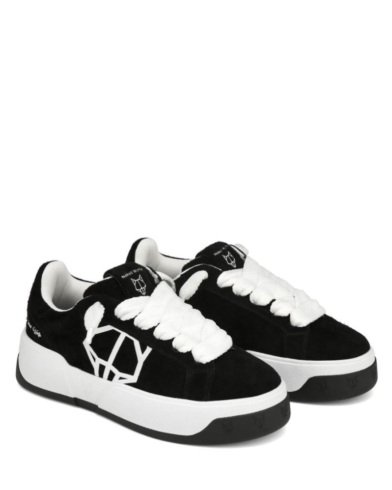 Tenis Naked Wolfe Kray Hairy Cow Suede Hombre Negros Blancos | MEXICO 960427MBE