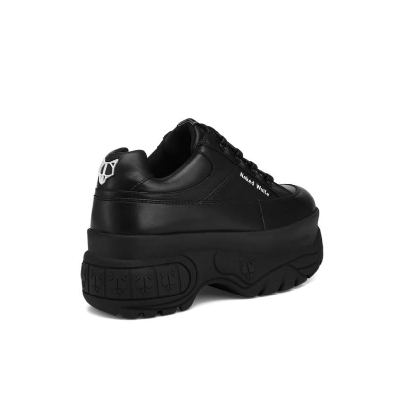 Tenis Naked Wolfe Sporty Leather Mujer Negros | MEXICO 346178PXZ